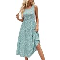 Sureple Spring Round Neck T Shirt Dress for Women Short Sleeve Midi Length,Swing Tiered Bobydoll Dresses with Pockets