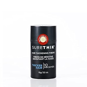 surethik hair thickening fibers - natural - for thicker looking hair - building fibers - 15g dark brown