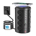 Surge Protector Power Strip,Desk Charging Station with 15W Wireless Charger, Multiple Outlets Charging Station with 16 AC Outlets &amp; 5 USB (2 USB C) Port, for Home, Office, Dorm Room（10FT）