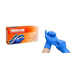 surgexam powder-free premium nitrile examination hand gloves  medium  pack of 200 pcs gloves  blue  food grade  latex-free  disposable protective gloves for medicalfood handling amp household use