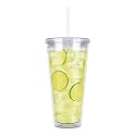Sursip 32oz Clear Cup with Lid and Straw, Reusable Iced Lemonade Tumbler