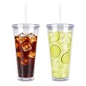 Sursip 32oz Clear Tumblers with Lids and Straws, Reusable Iced Coffee Cups