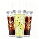 Sursip 32oz Clear Tumblers with Lids and Straws, Reusable Iced Coffee Cups