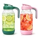 Sursip 64oz (2 Quart) Glass Mason Jar Pitchers with Handle and Lid