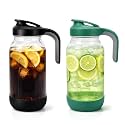 Sursip 64oz (2 Quart) Glass Mason Jar Pitcher with Lid and Handle