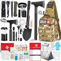 Survival Kit, 262Pcs Survival Gear and Supplies with First Aid Kit Pouch and Crossbody Bag, Emergency Kit with Tent, Camping Axe Hammer, Survival Shovel w/Pick, Bug Out Bag Gifts for Men Women