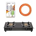 Surya Flame LPG STOVE 2 Burner LIFESTYLE|1 Surya Flame HOSE PIPE 1.5 MTR|1 Surya Flame SPARK LIGHTER - PREMIER (PACK OF 2) | 2 Years Warranty