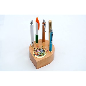 wooden paper weight pin holder and 5 pen holder