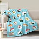 Sushi Blanket Gifts for Women Girls Mom Birthday Christmas Valentine Present Cute Pattern Theme Decor Home Bedroom Living Room Couch Bed Sofa Soft Cozy Lightweight Fleece Kids Adult Teen Throw 60"x80"