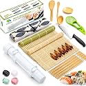 SmileTools Sushi Making Kit, 22-in-1 Sushi Roller Kit with Bamboo Sushi Rolling Mat, Sushi Bazooka, Avocado Knife, Sushi Knife, Chopsticks, Sauce Dishes, Rice Spreader & More DIY Sushi Party Gift
