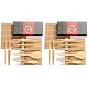 Sushi Making Kit, Delamu Bamboo Sushi Mat, Including 2 Sushi Rolling Mats, 5 Pairs of Chopsticks, 1 Paddle, 1 Spreader, 1 Beginner Guide PDF, Beginner Sushi Kit, Sushi Plates (Pack of 2)