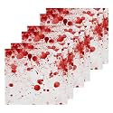 susiyo Halloween Splattered Red Ink Washcloth Set of 6 Cotton Small Face Towel, 12 x 12 inch