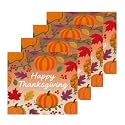 susiyo Happy Thanksgiving Day Pumpkins Washcloth Set of 4 Cotton Small Face Towel, 12 x 12 inch