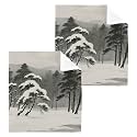susiyo Winter Snowy Forest Scenery Washcloth Set of 2 Cotton Small Face Towel, 12 x 12 inch