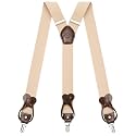 Suspenders for Men with Clip &amp; 6 Buttons 1.4in Y-Shape Stainless Steel