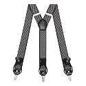 Suspenders for Men with Clip &amp; 6 Buttons 1.4in Y-Shape Stainless Steel