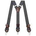 Suspenders for Men with Clip & 6 Buttons 1.4in Y-Shape Stainless Steel