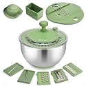 SUSTEAS Stainless Steel Salad Spinner, Lettuce Spinner with 5 Blade Slicer