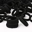 SUSVIJ Trending Premium 50 PCS Hair Ties for Women, Elastic Cotton Thick Seamless Black Hair Bands, No Crease No Damage for Thick/Thin Hair, Soft Hair Ties Ponytail Holders Hair Accessories(BLACK RUBBER 50)