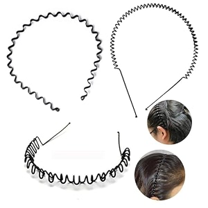 susvij trending premium black flexible metal wavyhoopzigzag non slip hair band hair hoop daily use for unisex men women3 wavy spring zigzag hairband