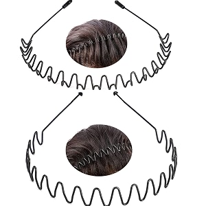 trending premium black flexible metal zigzag non slip hair band hair hoop daily use for unisex men women 2 zigzag hairband