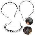 SUSVIJ Trending Premium Black Flexible Metal Wavy,Hoop,ZigZag Non Slip Hair Band Hair Hoop Daily Use for Unisex Men Women(3 WAVY SPRING ZIGZAG HAIRBAND)