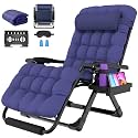 Suteck Oversized Zero Gravity Chair,33In XXL Outdoor Recliner Chair w/Removable Cushion&amp;Headrest, Camping Lounge Chair w/Upgraded Lock&amp;Footrest, Reclining Patio Chairs for Indoor Outdoor,500LBS