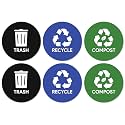 Sutter Signs 6pk Trash Compost Recycle Stickers for Trash Bins, 4" Round