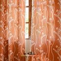 Sutuo Home Boho Curtains 2 Panels for Living Room Bedroom 96 inches Long, Bohemian Orange Floral Print Halloween Decor Tassels Light-Filtering Linen Drape Window Treatment 52" W x 96" L,Terracotta