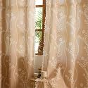 Sutuo Home Boho Curtains 63 inch Length 2 Panels for Kitchen Bedroom Nursery, Light-filtering floral Linen Print Farmhouse Christmas Bohemian Drape Shabby Tassels Window Treatments 52" W x 63" L,Beige