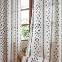 Sutuo Home White Boho Curtains 2 Panels for Bedroom Dining Room, Bohemian Cream Semi Blackout Floral Linen Curtains Stripes Decor with Tassels Country Privacy Grommet Window Treatment 52" W x 96" L