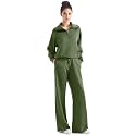 SUUKSESS Women 2 Piece Lounge Matching Set Wide Leg Sweatpant Half Zip Sweatshirt