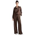 SUUKSESS Women 2 Piece Lounge Matching Set Wide Leg Sweatpant Half Zip Sweatshirt