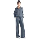 SUUKSESS Women 2 Piece Lounge Matching Set Wide Leg Sweatpant Half Zip Sweatshirt