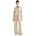 SUUKSESS Women 2 Piece Lounge Matching Set Wide Leg Sweatpant Half Zip Sweatshirt