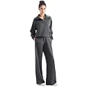 SUUKSESS Women 2 Piece Lounge Matching Set Wide Leg Sweatpant Half Zip Sweatshirt