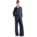 SUUKSESS Women 2 Piece Lounge Matching Set Wide Leg Sweatpant Half Zip Sweatshirt