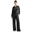 SUUKSESS Women 2 Piece Lounge Matching Set Wide Leg Sweatpant Half Zip Sweatshirt