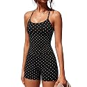 SUUKSESS Women 2 Piece Workout Sets High Waisted Tummy Control Biker Shorts Halter Padded Tank Tops
