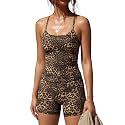 SUUKSESS Women 2 Piece Workout Sets High Waisted Tummy Control Biker Shorts Halter Padded Tank Tops