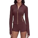 SUUKSESS Women Golden Zipper Lightweight Cropped Jackets with Thumb Holes