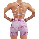 SUUKSESS Women Seamless Workout Sets Strappy Sports Bra High Waist Booty Shorts Outfits