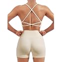 SUUKSESS Women Seamless Workout Sets Strappy Sports Bra High Waist Booty Shorts Outfits