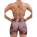 SUUKSESS Women Seamless Workout Sets Strappy Sports Bra High Waist Booty Shorts Outfits
