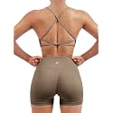 SUUKSESS Women Seamless Workout Sets Strappy Sports Bra High Waist Booty Shorts Outfits