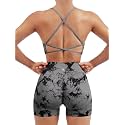SUUKSESS Women Seamless Workout Sets Strappy Sports Bra High Waist Booty Shorts Outfits