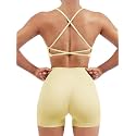 SUUKSESS Women Seamless Workout Sets Strappy Sports Bra High Waist Booty Shorts Outfits