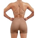 SUUKSESS Women Seamless Workout Sets Strappy Sports Bra High Waist Booty Shorts Outfits