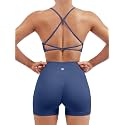 SUUKSESS Women Seamless Workout Sets Strappy Sports Bra High Waist Booty Shorts Outfits