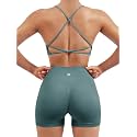 SUUKSESS Women Seamless Workout Sets Strappy Sports Bra High Waist Booty Shorts Outfits
